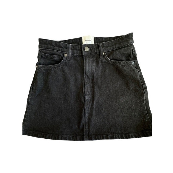 Reformation Dresses & Skirts - Reformation Lydia High Rise Denim Mini Skirt Black Size 29